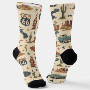 Route 66 Klassieke Auto Road Trip Americana Stijl Sokken