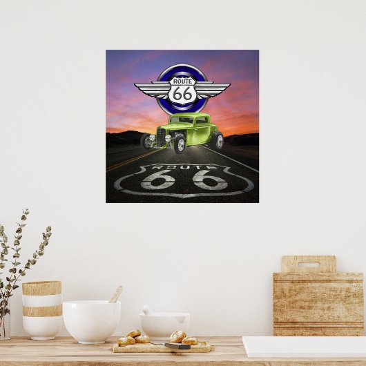 Route 66 - - Klassieke auto - SRF Poster (Keuken)
