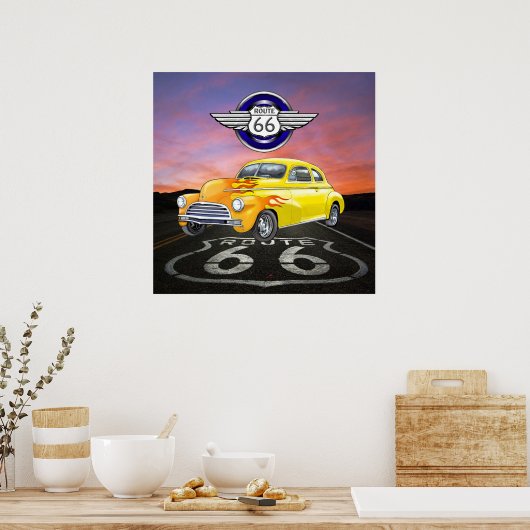 Route 66 - - Klassieke auto - SRF Poster (Keuken)