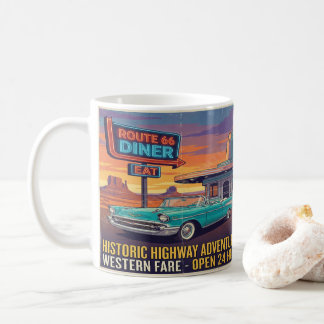 Route 66 Klassieke Mok Vintage Weg Grafisch ontwer