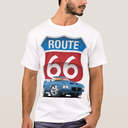 Route 66 Klassieke Nostalgie van de Auto T-shirt (Voorkant)