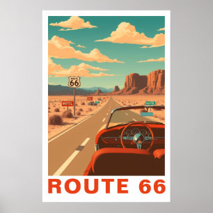 Route 66 Klassieke Wegreis Reis Kunst Poster