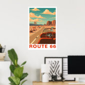 Route 66 Klassieke Wegreis Reis Kunst Poster (Thuiskantoor)