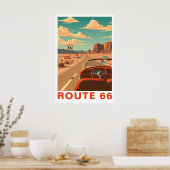 Route 66 Klassieke Wegreis Reis Kunst Poster (Keuken)