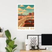 Route 66 Klassieke Wegreis Reis Kunst Poster (Thuiskantoor)