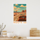 Route 66 Klassieke Wegreis Reis Kunst Poster (Keuken)