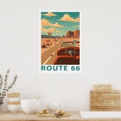 Route 66 Klassieke Wegreis Reis Kunst Poster (Keuken)