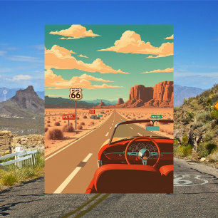 Route 66 Klassieke Wegreis Vintage Briefkaart
