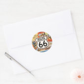  Route 66 Kleurrijk  Ronde Sticker (Envelop)