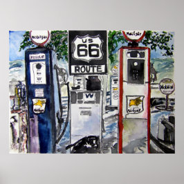 route 66 — kunstdruk op de snelweg poster