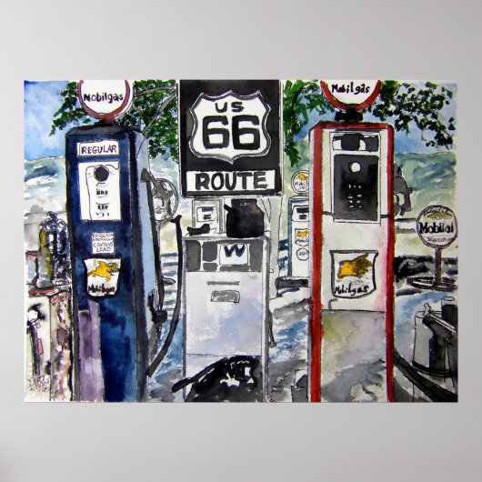 route 66 — kunstdruk op de snelweg poster (Voorkant)
