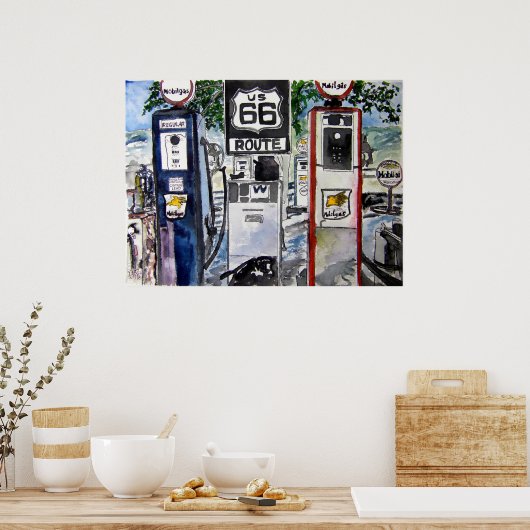 route 66 — kunstdruk op de snelweg poster (Keuken)