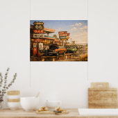 Route 66 Laatste Kans Benzinepomp Poster (Keuken)