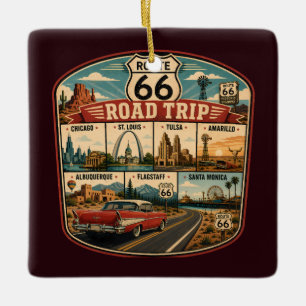 Route 66 Landmarks Illustratie Reis Kunst Badge Keramisch Ornament