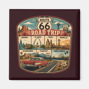 Route 66 Landmarks Illustratie Reis Kunst Badge Magneet
