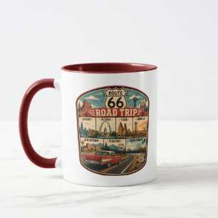 Route 66 Landmarks Illustratie Reis Kunst Badge Mok