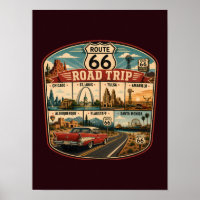 Route 66 Landmarks Illustratie Reis Kunst Badge