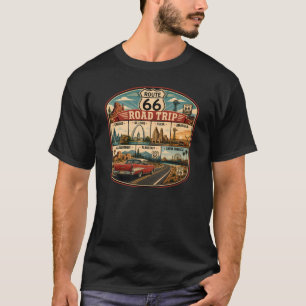 Route 66 Landmarks Illustratie Reis Kunst Badge T-shirt