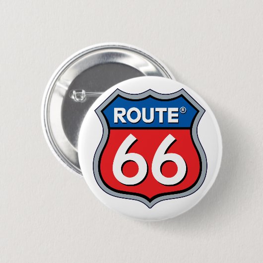 Route 66 Logo Ronde Button 5,7 Cm (Voorkant /achterkant)