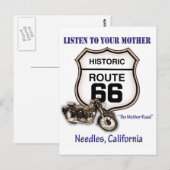 Route 66-Luister naar uw moeder- naalden Briefkaart (Voorkant / Achterkant)