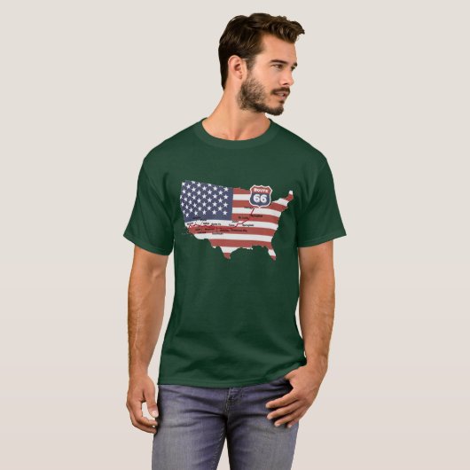 Route 66 Map T-Shirt (Voorkant volledig)