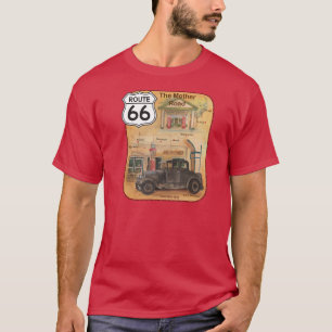 Route 66 met oude auto- en benzinestations t-shirt