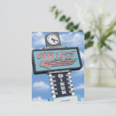 Route 66 Metro Diner Retro Neon Sign Briefkaart (Staand voorkant)