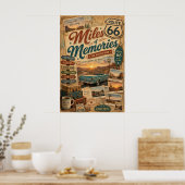 route 66 mijlen herinneringen roadtrip collage dec poster (Keuken)