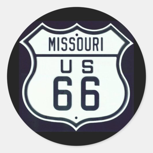 Route 66 Missouri Ronde Sticker (Voorkant)