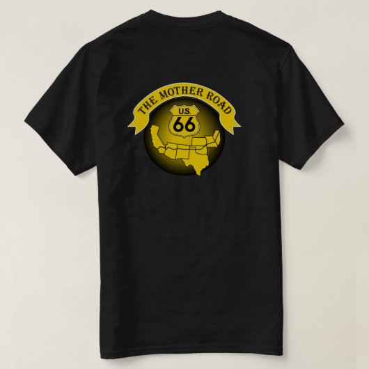 Route 66 Moeder Road Mannen T-shirt Gold/Black (Design achterkant)