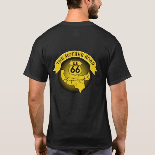 Route 66 Moeder Road Mannen T-shirt Gold/Black (Achterkant)