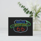 Route 66 "Moeder Road" Neon Sign Briefkaart (Staand voorkant)