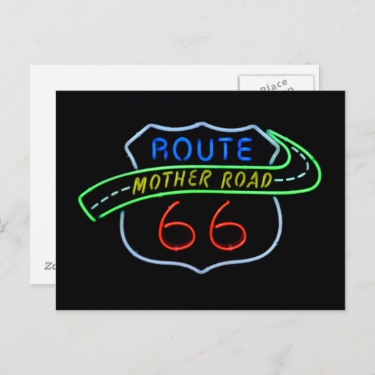 Route 66 "Moeder Road" Neon Sign Briefkaart (Voorkant / Achterkant)