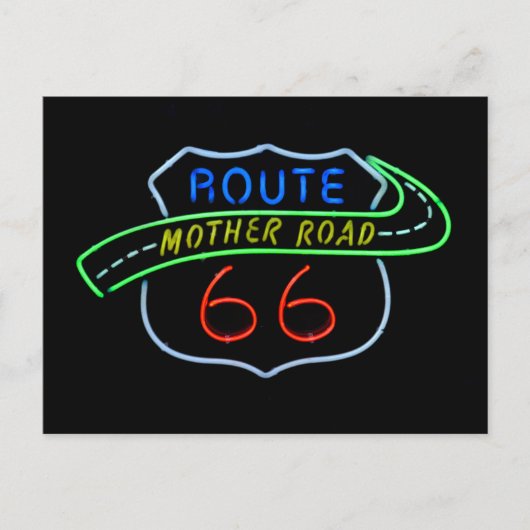 Route 66 "Moeder Road" Neon Sign Briefkaart (Voorkant)