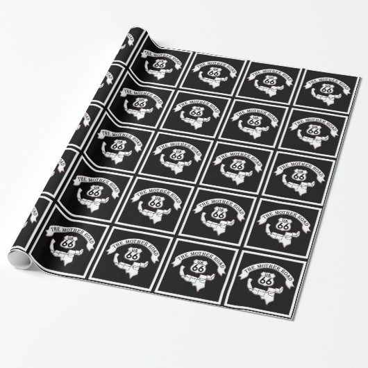 Route 66 Moeder Road Sign Gift Wrap Cadeaupapier (Uitgerold)