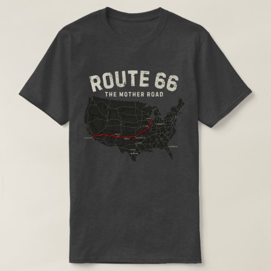 Route 66 Moederweg Kaart T-shirt (Design voorkant)