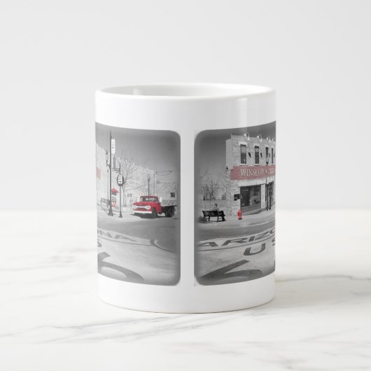  route 66 Moederweg Winslow Arizona Grote Koffiekop (Voorkant)