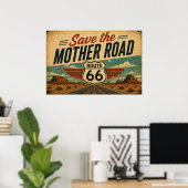 Route 66 Moederweg Woestijn Vista Poster (Thuiskantoor)