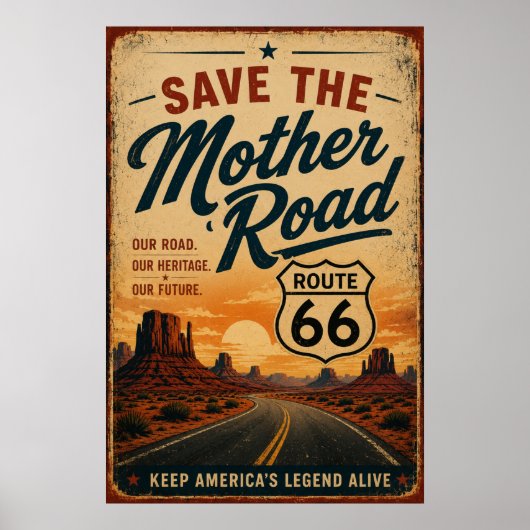 Route 66 Moederweg Zuidwest Woestijn Erfgoed Poster (Voorkant)
