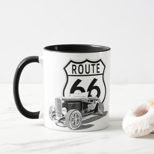 Route 66 Mok van de Kofffee van het Ontwerp (Met donut)