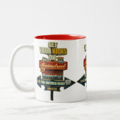 ***ROUTE 66 MOK** WETTELIJKE HOOGTE TWEEKLEURIGE KOFFIEMOK (Links)