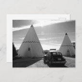 Route 66  Motel Black en White Briefkaart (Voorkant / Achterkant)