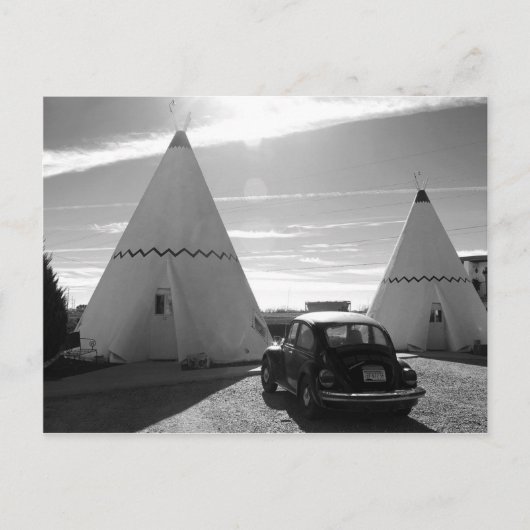 Route 66  Motel Black en White Briefkaart (Voorkant)