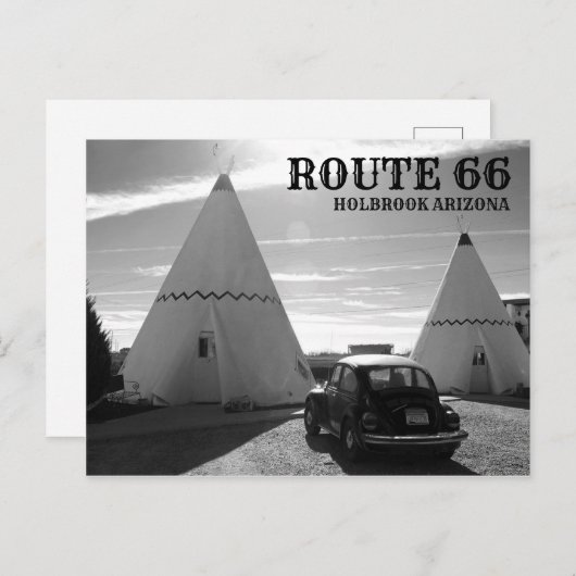Route 66  Motel Black en White Briefkaart (Voorkant / Achterkant)