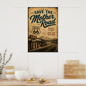 route 66 Mother Road Cafe Highway-erfgoed Poster (Keuken)