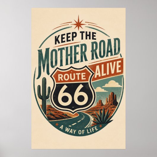 Route 66 Mother Road Leeft Poster (Voorkant)
