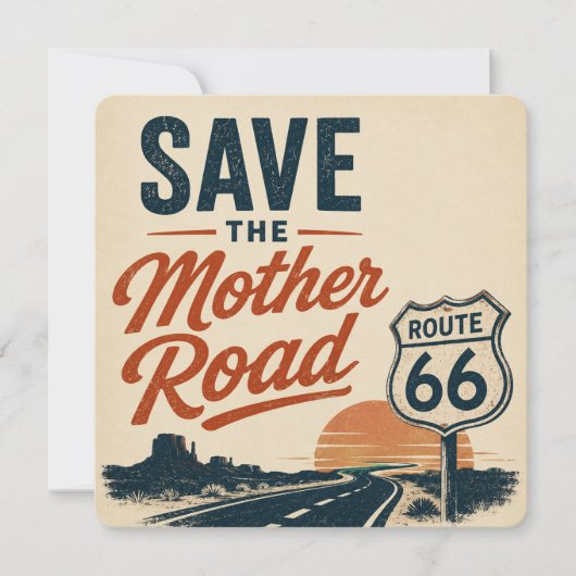 Route 66 Mother Road Zonsondergang Kaart (Voorkant)