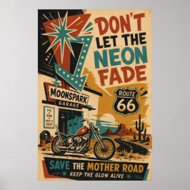 Route 66 Motor Garage Americana Wanddecoratie Poster