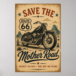 Route 66 Motorfiets Mother Road Tribute Poster
