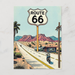 Route 66 Motorfiets Road Trip Vintage Reizen Briefkaart